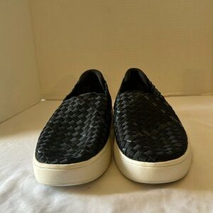 FitFlop Rally Woven Leather Slip On  US 10 Black Espadrille Comfort Shoes